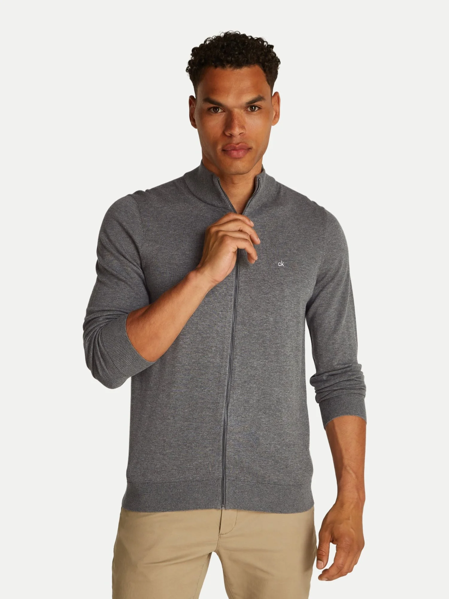 CALVIN KLEIN - COTTON SILK BLEND ZIP... CALVIN KLEIN - COTTON SILK BLEND ZIP...