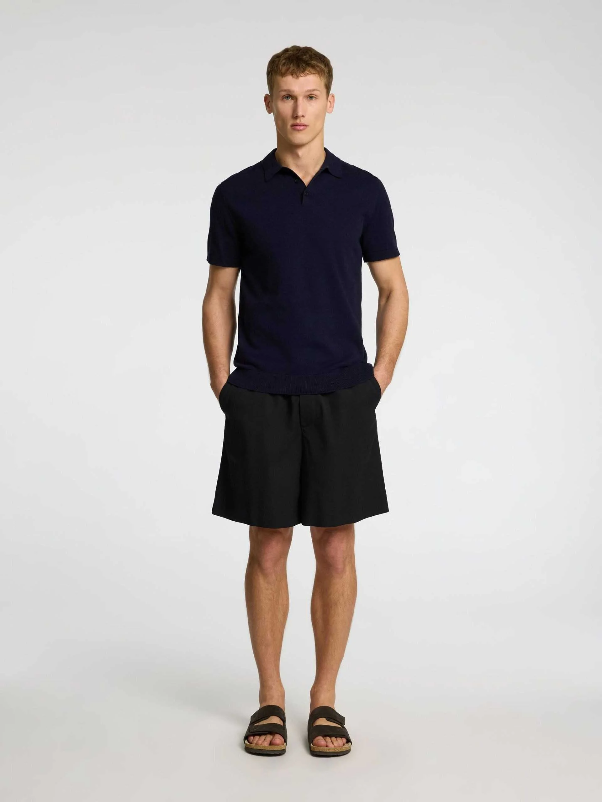 SELECTED MEN - SLHBERG SS KNIT POLO NOOS SELECTED MEN - SLHBERG SS KNIT POLO NOOS