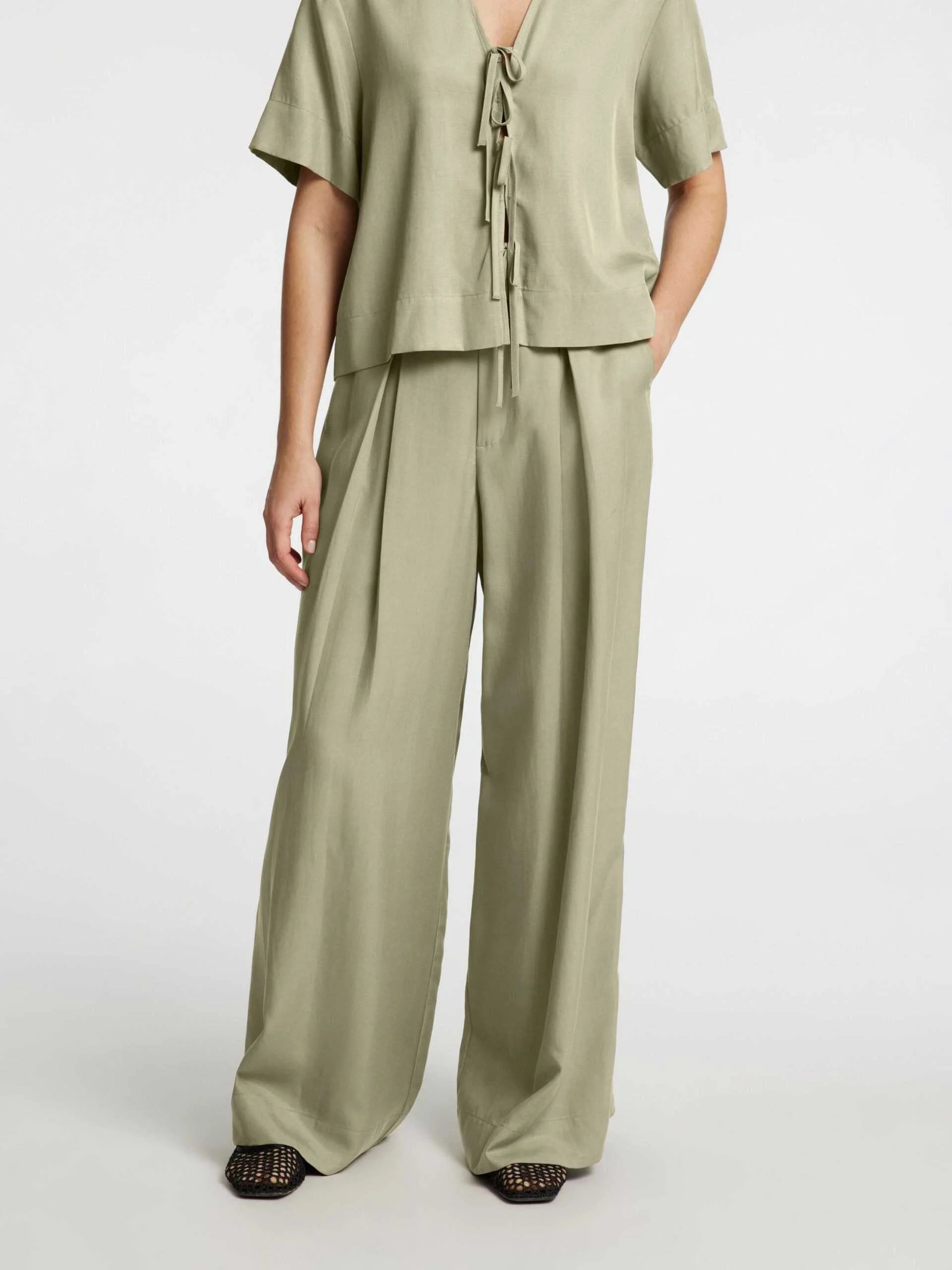 SELECTED WOMEN - SLFNATUK MW WIDE PANT B SELECTED WOMEN - SLFNATUK MW WIDE PANT B