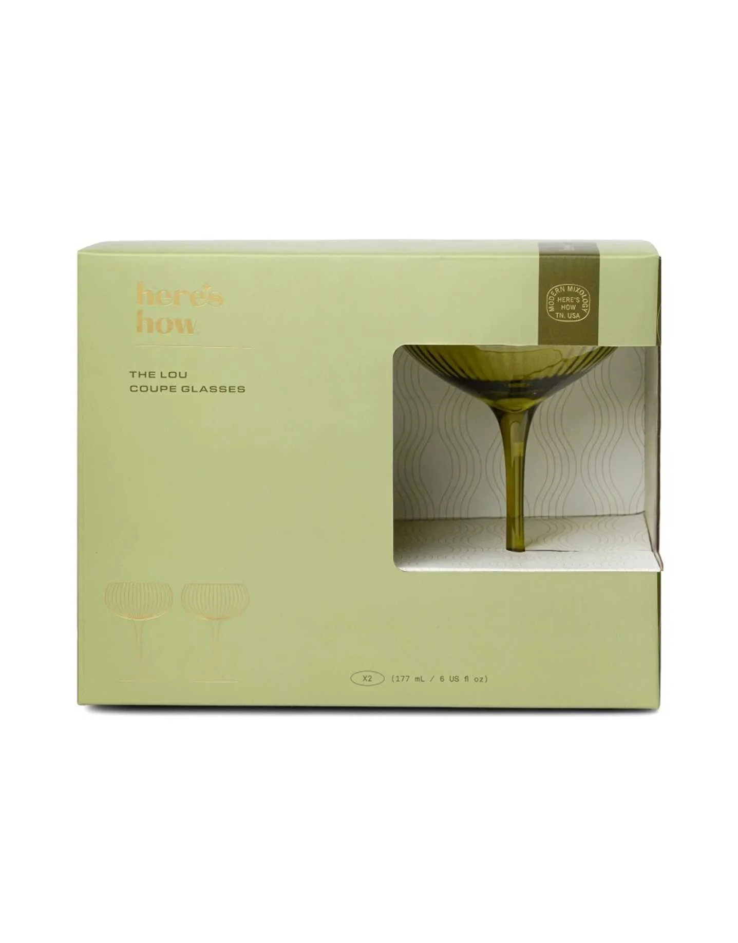 *The Lou Coupe Glass - Set of 2 Olive *The Lou Coupe Glass - Set of 2 Olive