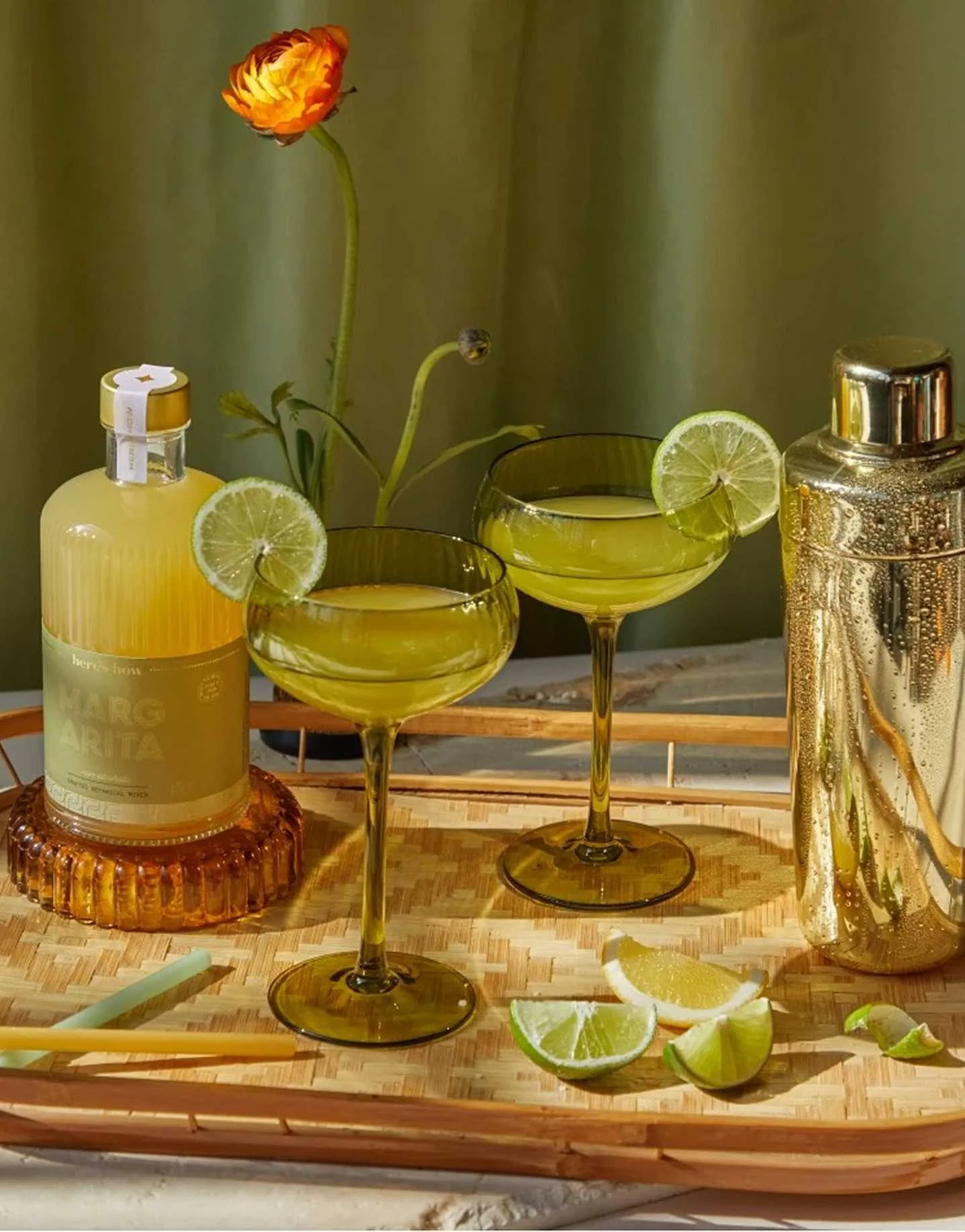 *The Lou Coupe Glass - Set of 2 Olive *The Lou Coupe Glass - Set of 2 Olive