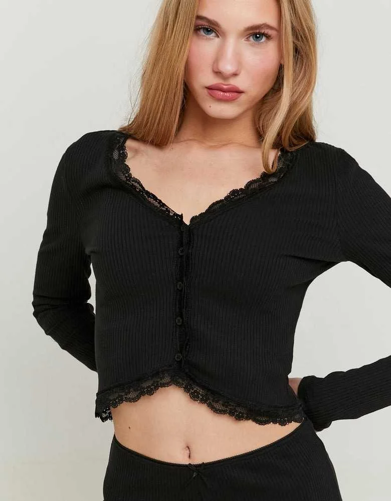 Tally Weijl - Black Basic Top with... Tally Weijl - Black Basic Top with...