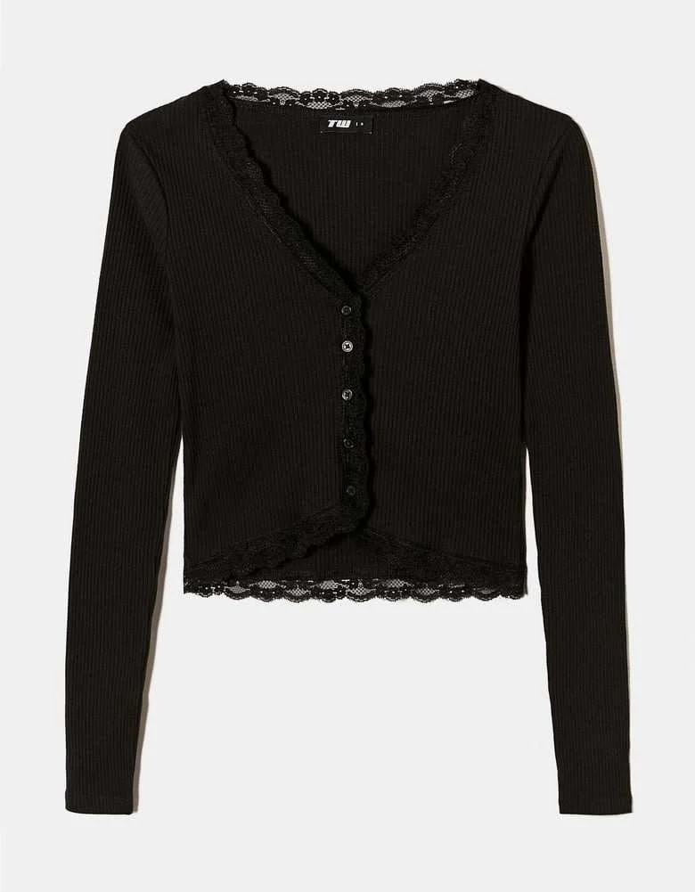 Tally Weijl - Black Basic Top with... Tally Weijl - Black Basic Top with...