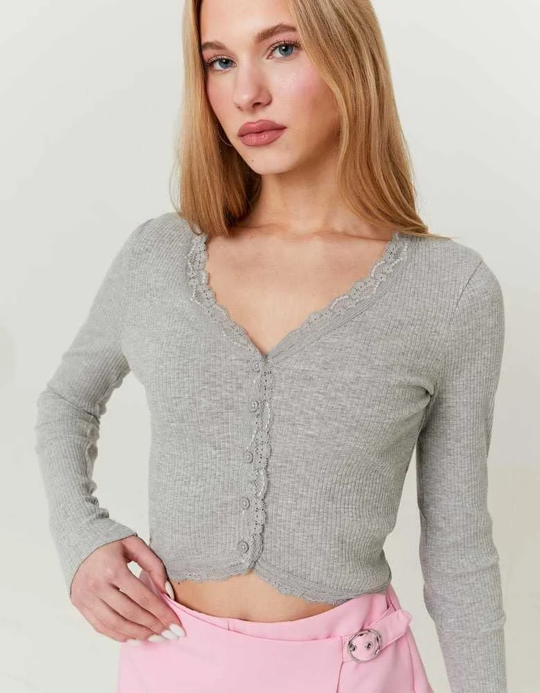 Tally Weijl - Grey Basic Top with... Tally Weijl - Grey Basic Top with...