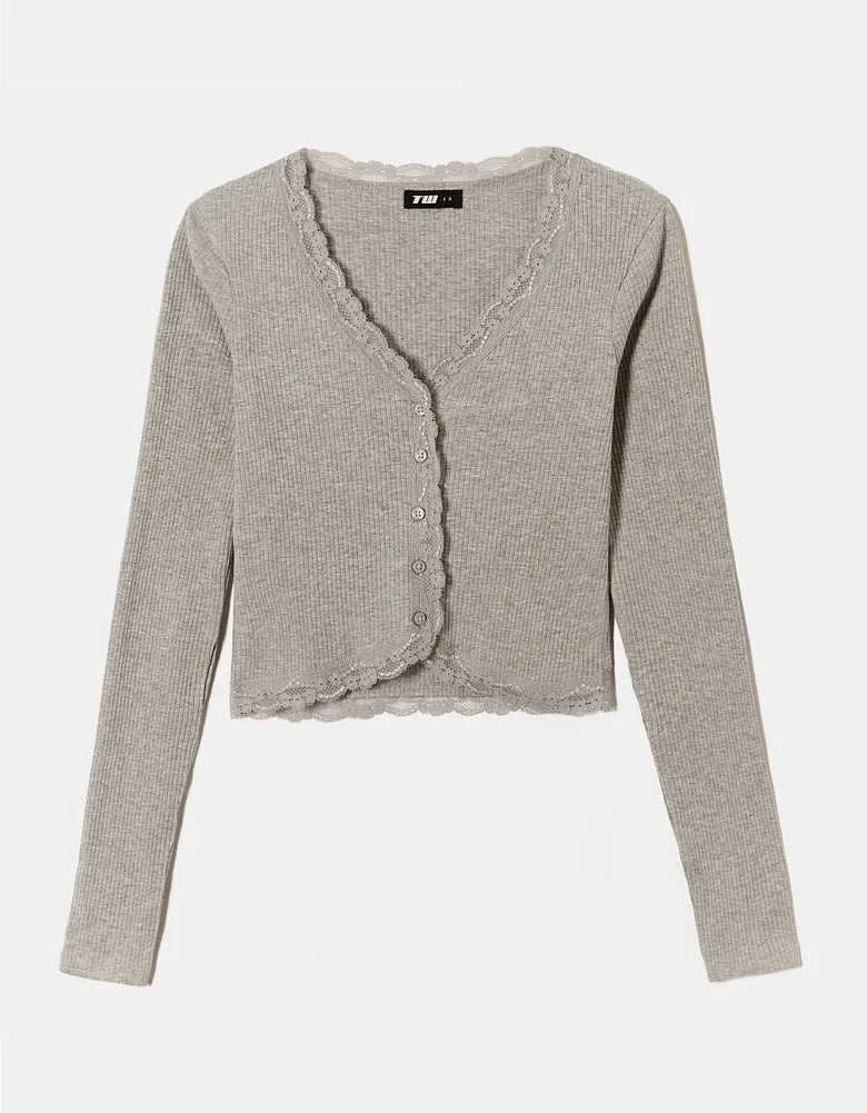 Tally Weijl - Grey Basic Top with... Tally Weijl - Grey Basic Top with...