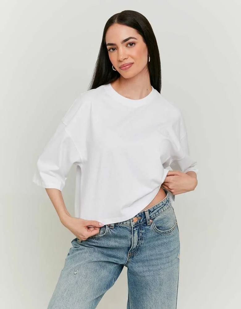Tally Weijl - White Basic Loose T-shirt Tally Weijl - White Basic Loose T-shirt