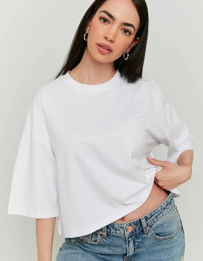 Tally Weijl - White Basic Loose T-shirt Tally Weijl - White Basic Loose T-shirt