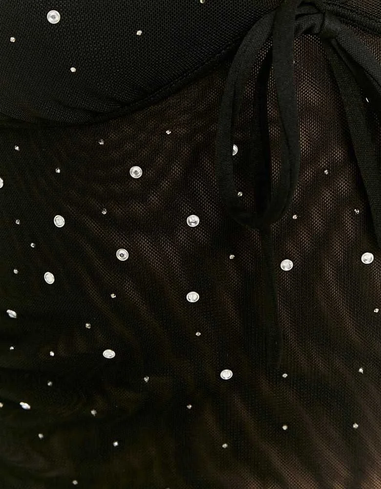 Tally Weijl - Black Mesh Top with Strass Tally Weijl - Black Mesh Top with Strass