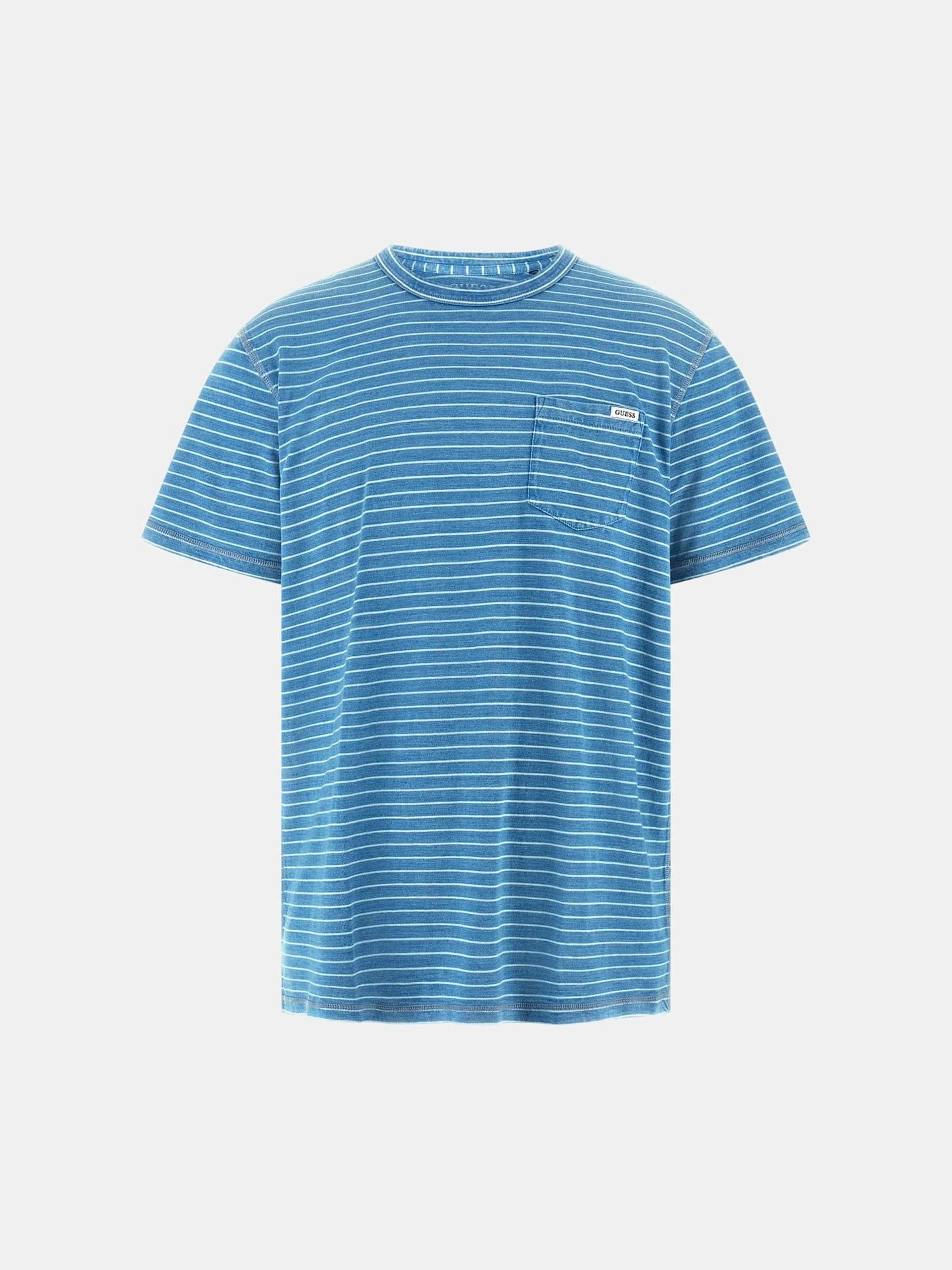 GUESS - SS CN INDIGO STRIPES TEE GUESS - SS CN INDIGO STRIPES TEE