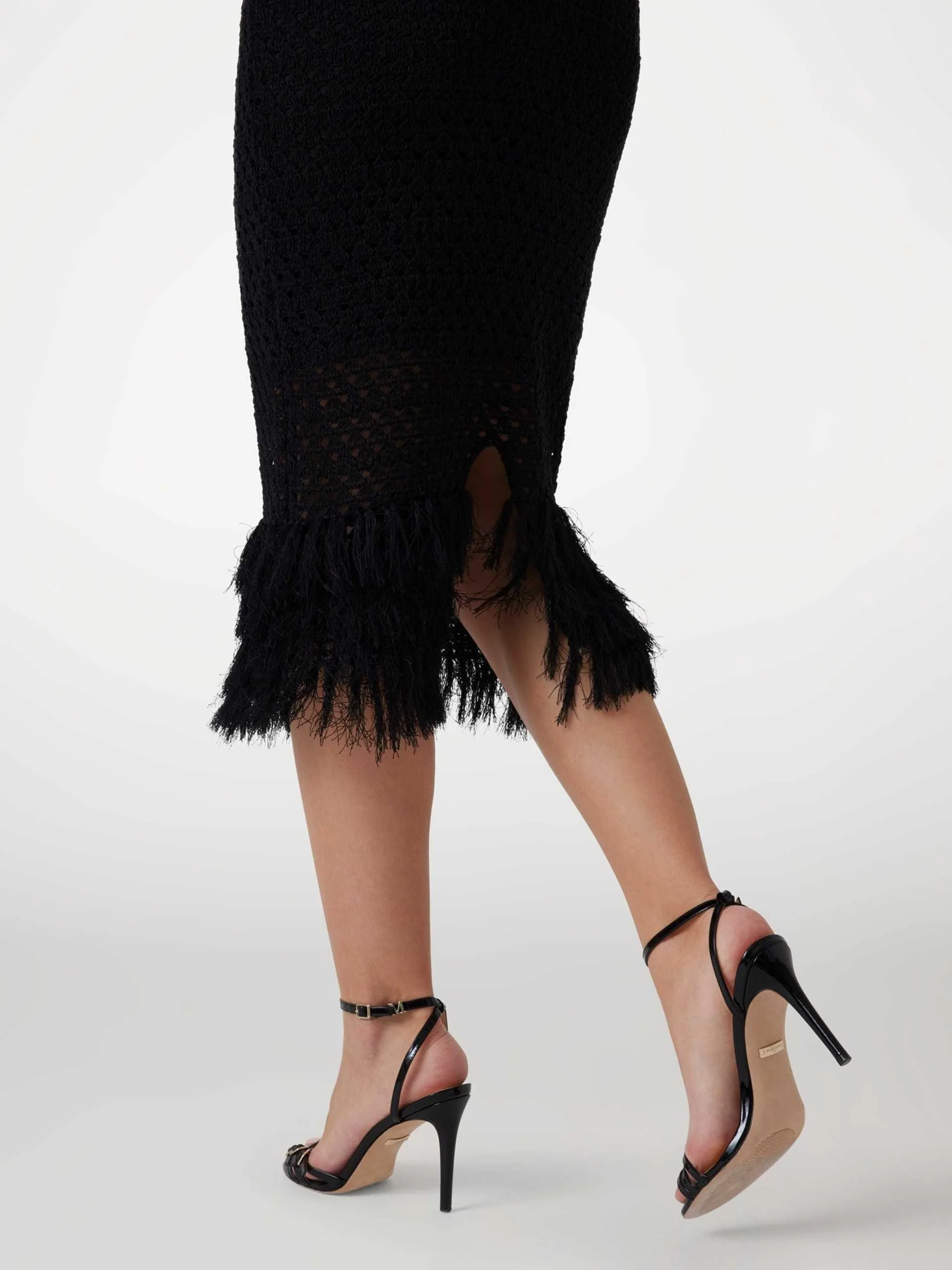 GUESS - LUCA FRINGED HEM MIDI SKIRT GUESS - LUCA FRINGED HEM MIDI SKIRT