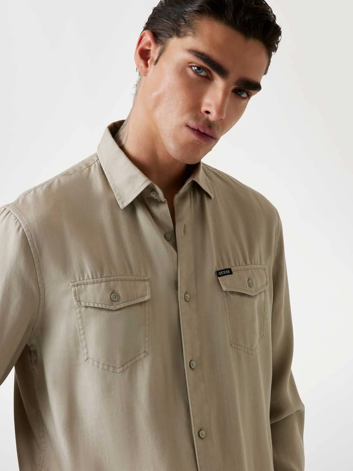 GUESS - WASHED FLUID TENCEL SHIRT GUESS - WASHED FLUID TENCEL SHIRT