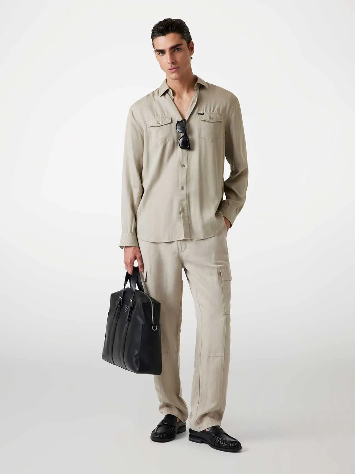 GUESS - WASHED FLUID TENCEL SHIRT GUESS - WASHED FLUID TENCEL SHIRT