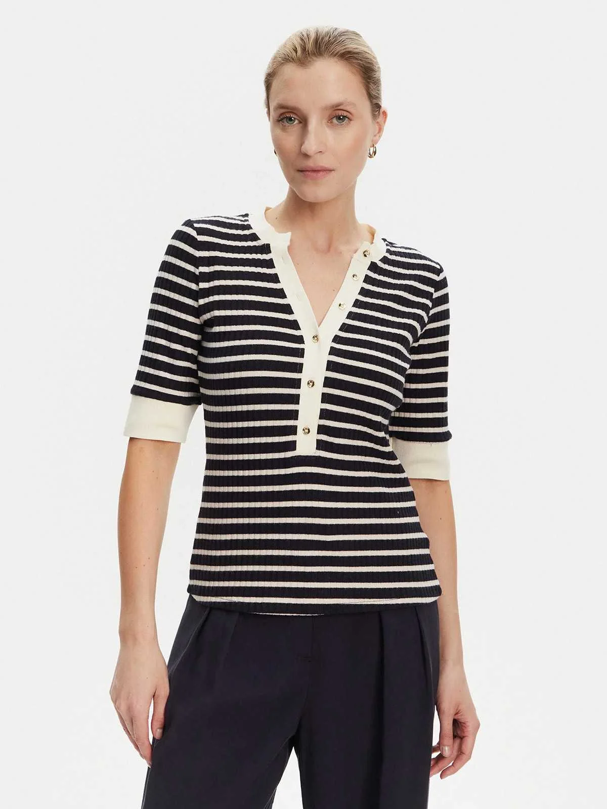 GUESS - 3/4 SL SERAFINO STRIPED TOP GUESS - 3/4 SL SERAFINO STRIPED TOP