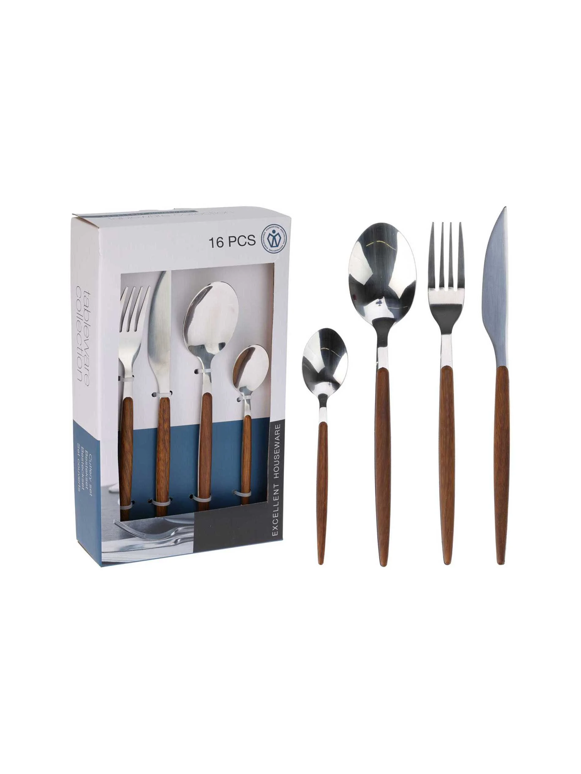Koopman - Cutlery Set, Brown, 16pcs Koopman - Cutlery Set, Brown, 16pcs