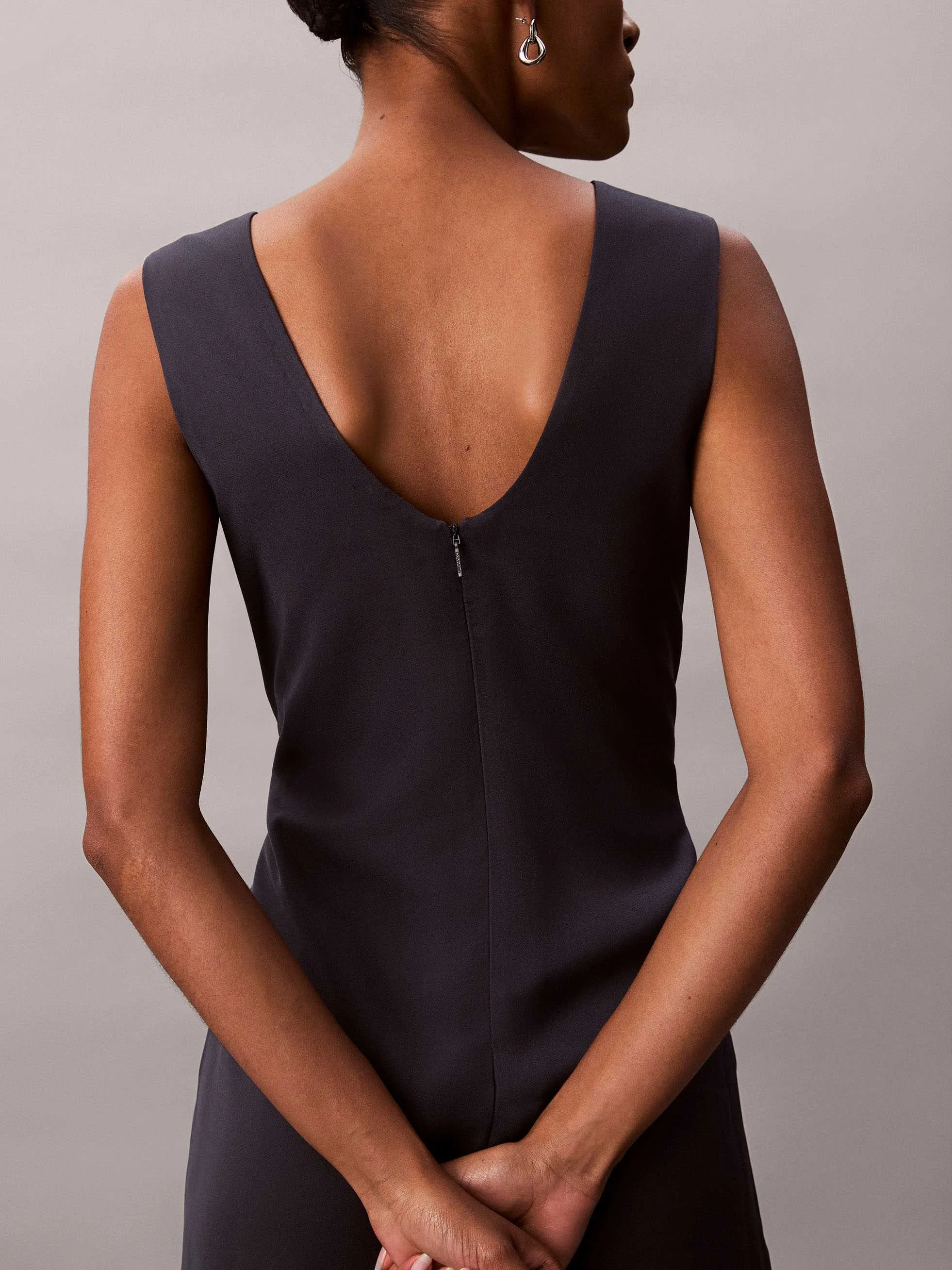 CALVIN KLEIN - Crepe Dress w/ Drape CALVIN KLEIN - Crepe Dress w/ Drape