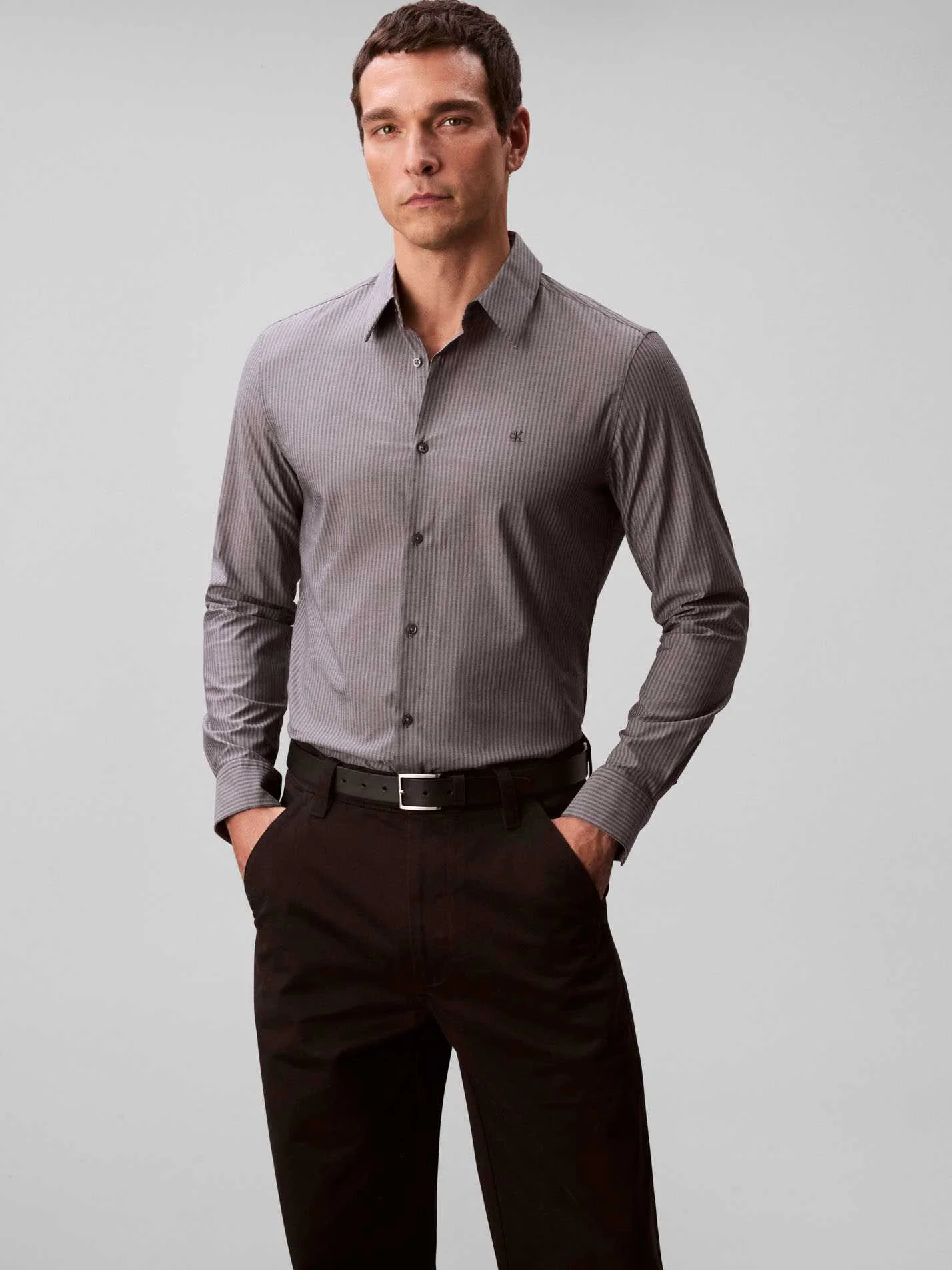 CALVIN KLEIN - LS THIN STRIPE STRETCH... CALVIN KLEIN - LS THIN STRIPE STRETCH...