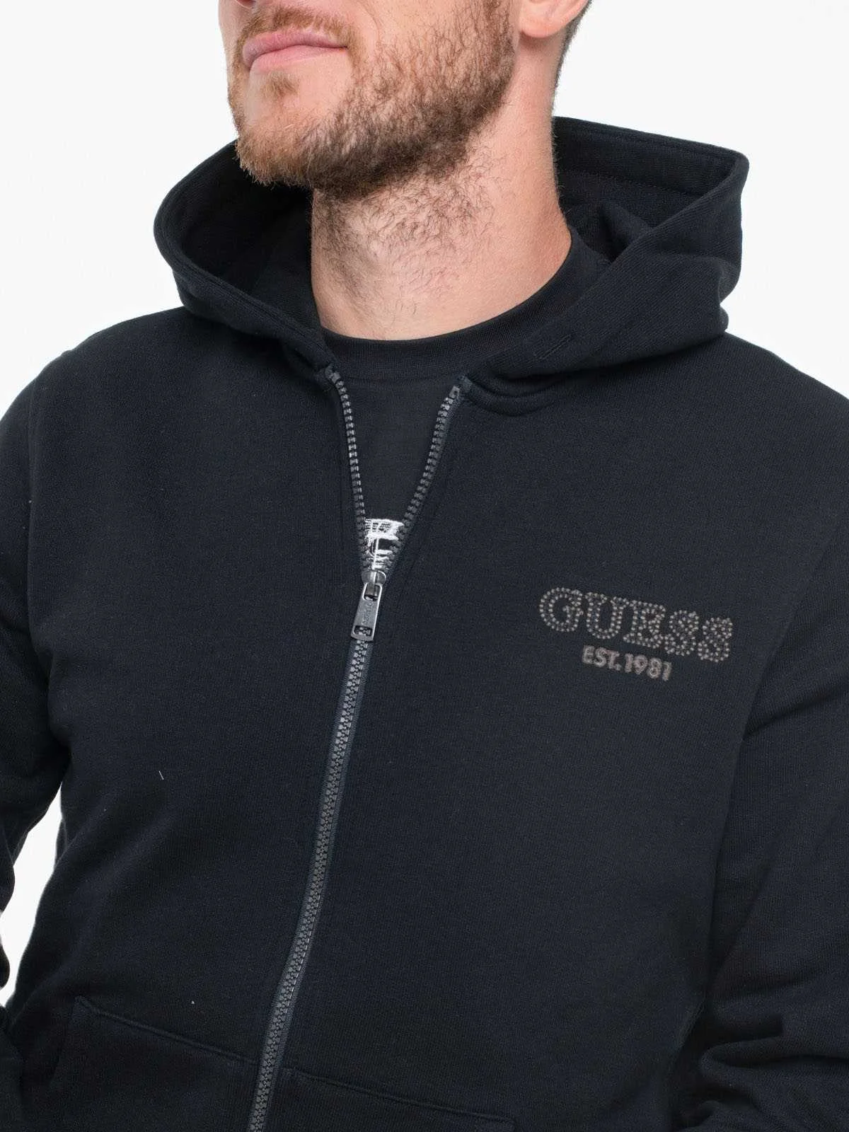 GUESS - BASIC HOODIE ZIP SWEATSHIRT GUESS - BASIC HOODIE ZIP SWEATSHIRT