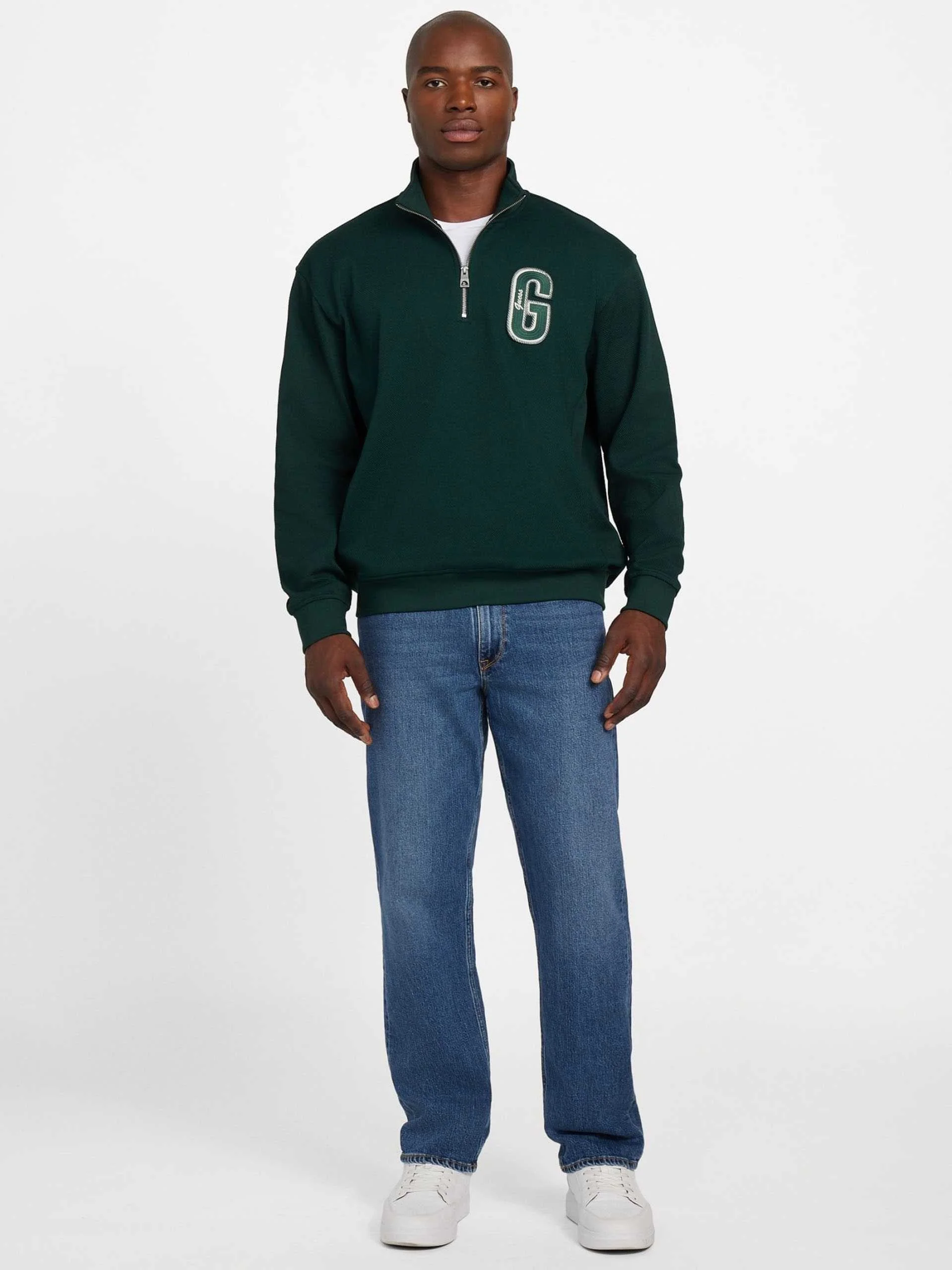 GUESS - HARRIS TWILL ZIP MOCK NECK GUESS - HARRIS TWILL ZIP MOCK NECK