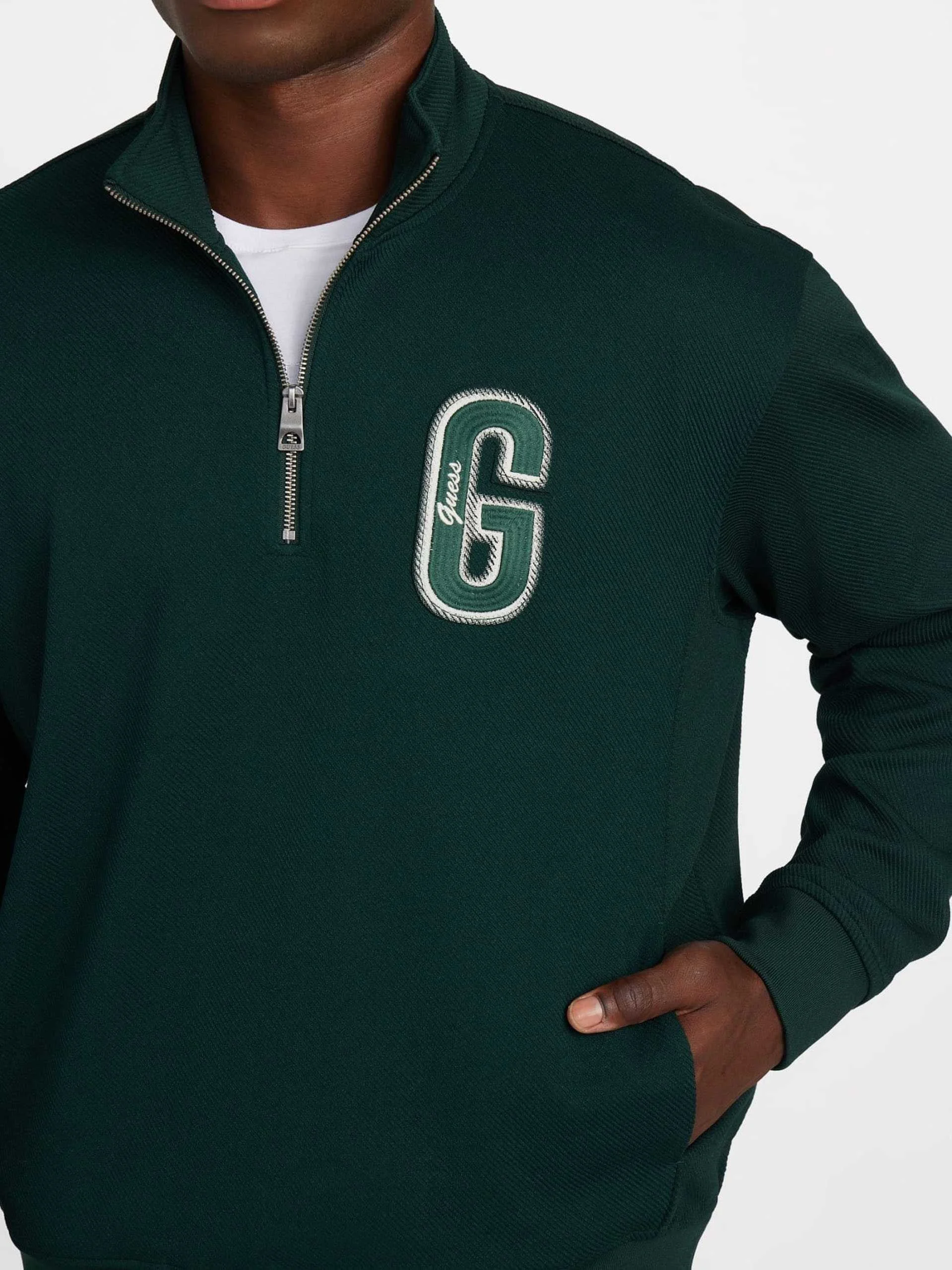 GUESS - HARRIS TWILL ZIP MOCK NECK GUESS - HARRIS TWILL ZIP MOCK NECK