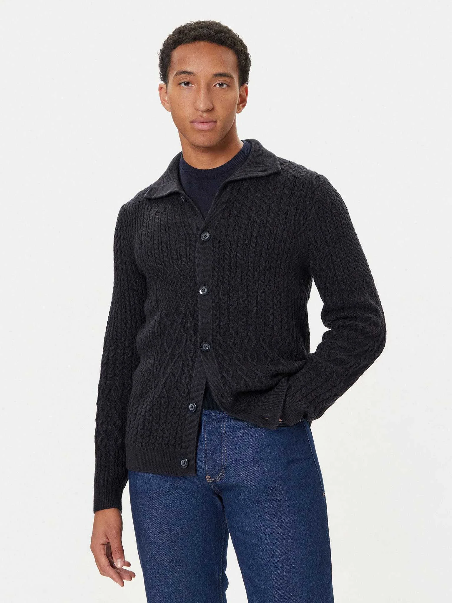 GUESS - LS PATCHWORK CABLE MYLES CARDI GUESS - LS PATCHWORK CABLE MYLES CARDI
