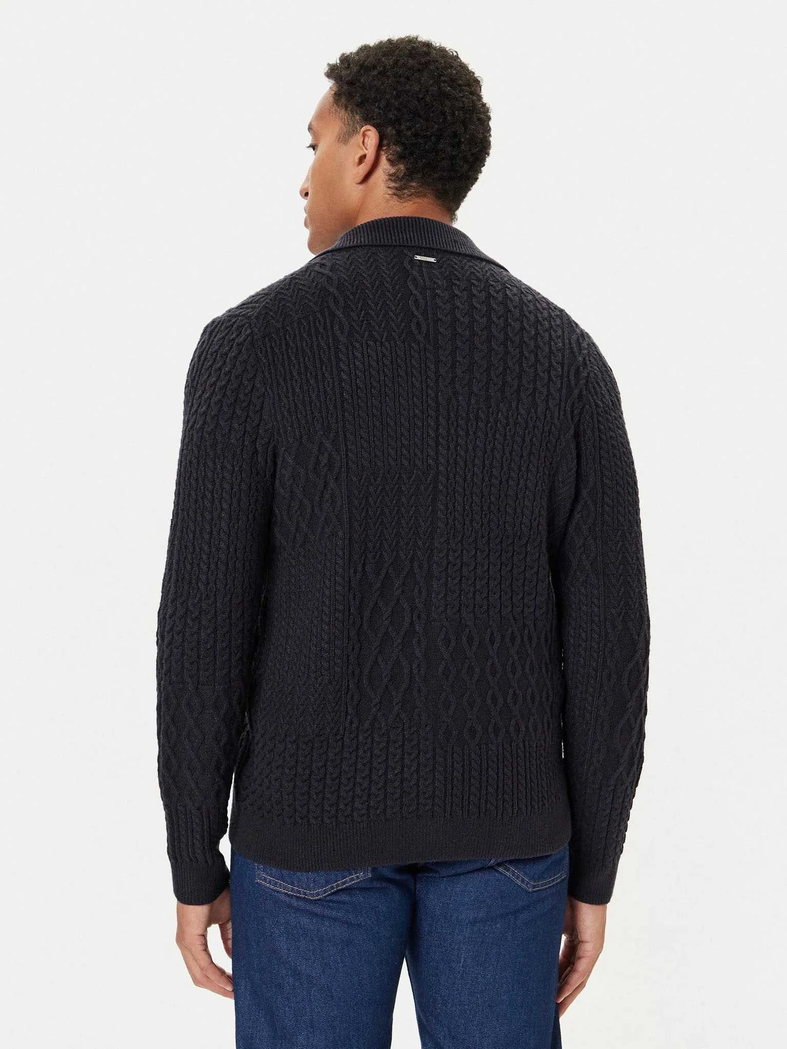 GUESS - LS PATCHWORK CABLE MYLES CARDI GUESS - LS PATCHWORK CABLE MYLES CARDI