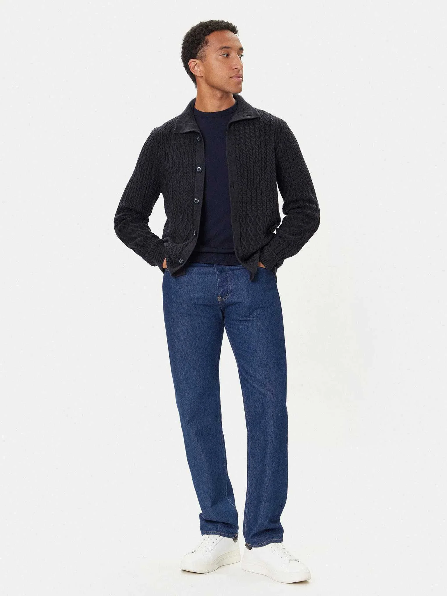 GUESS - LS PATCHWORK CABLE MYLES CARDI GUESS - LS PATCHWORK CABLE MYLES CARDI