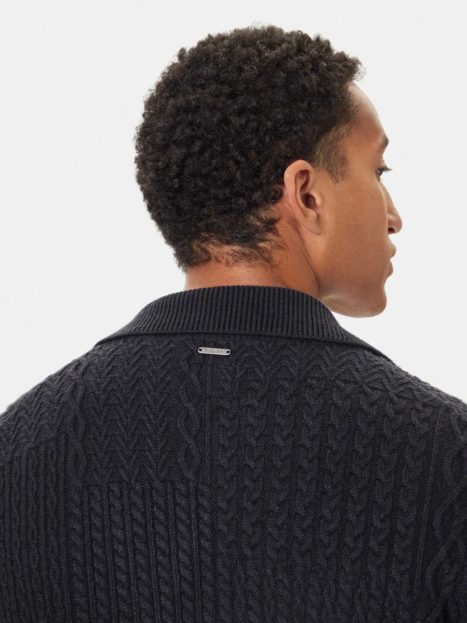 GUESS - LS PATCHWORK CABLE MYLES CARDI GUESS - LS PATCHWORK CABLE MYLES CARDI