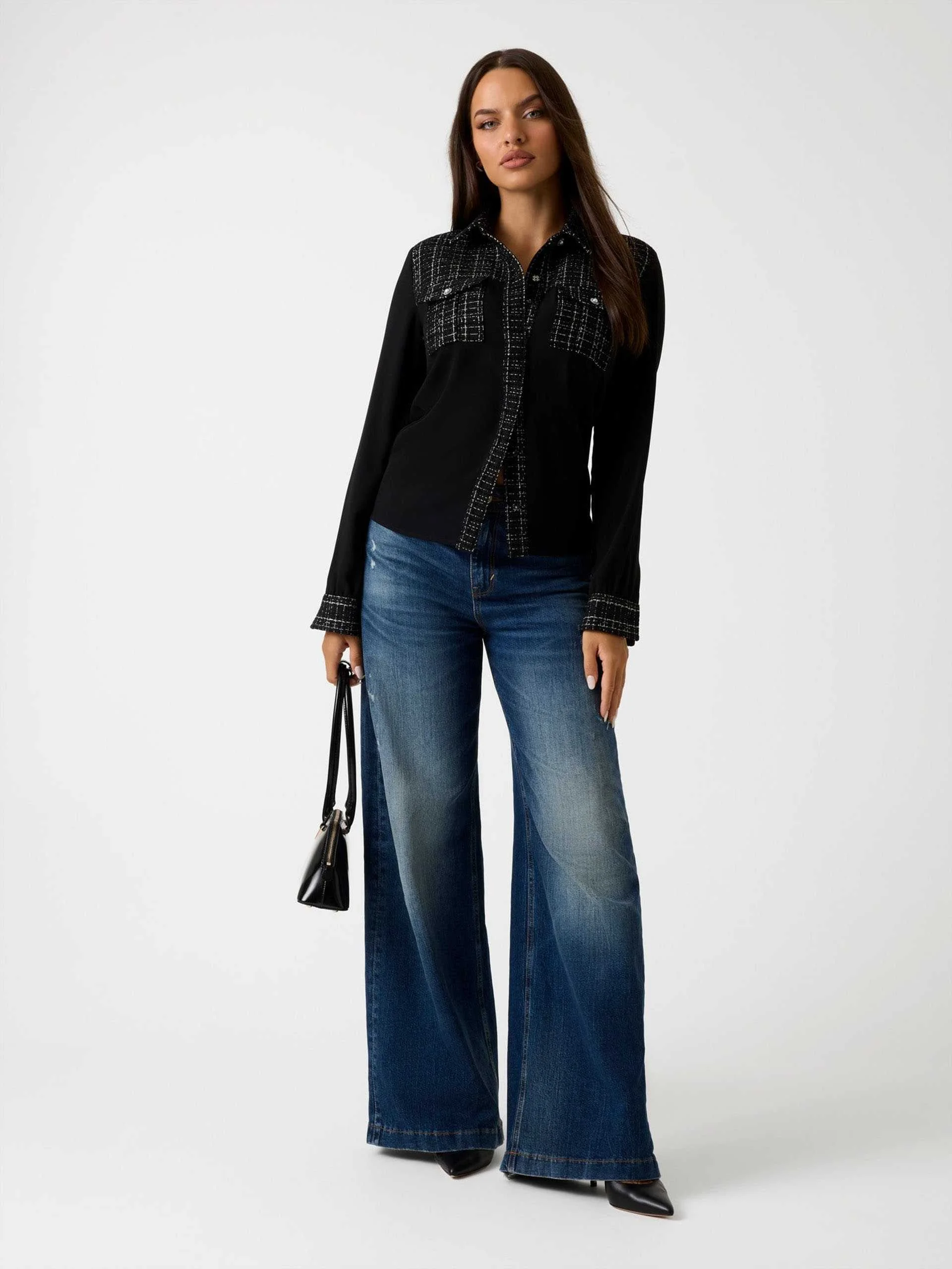 GUESS - SANDRA MIX TWEED SHIRT GUESS - SANDRA MIX TWEED SHIRT