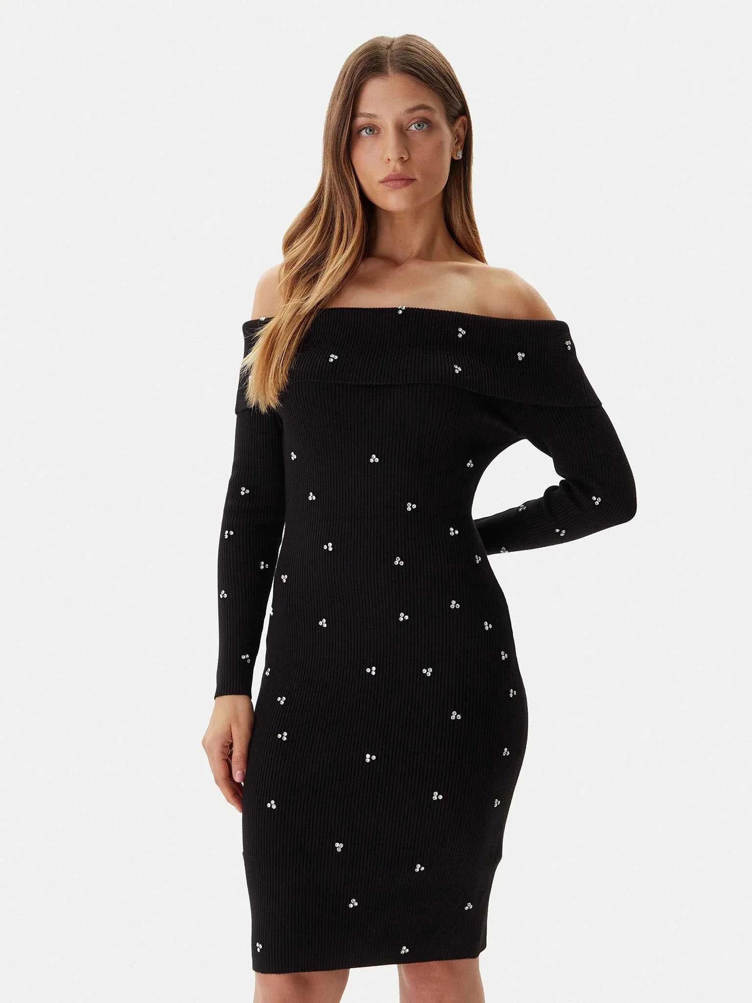 GUESS - LS OFF SHOULDER ALISHA RIB DRS GUESS - LS OFF SHOULDER ALISHA RIB DRS