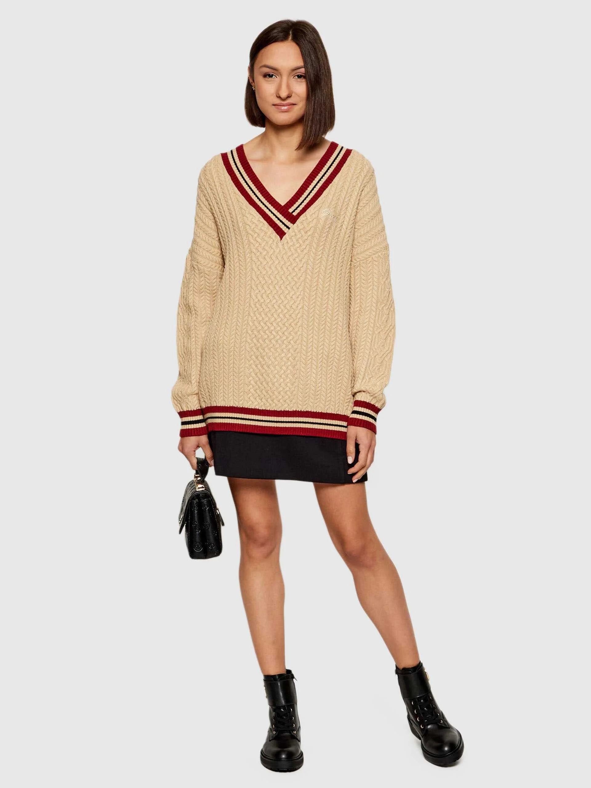 GUESS - LS STRIPED VN CABLE LINA SWTR GUESS - LS STRIPED VN CABLE LINA SWTR