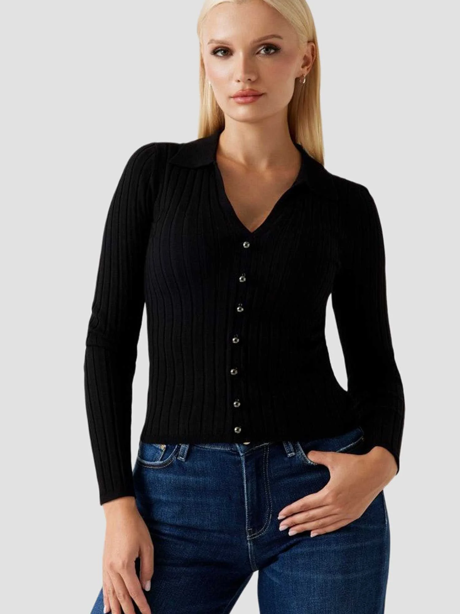 GUESS - LS VN RIB MIRANDA SWTR GUESS - LS VN RIB MIRANDA SWTR