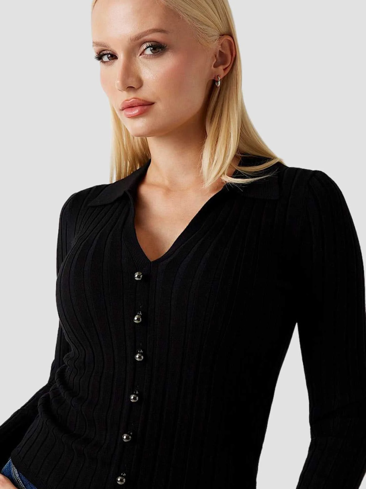 GUESS - LS VN RIB MIRANDA SWTR GUESS - LS VN RIB MIRANDA SWTR