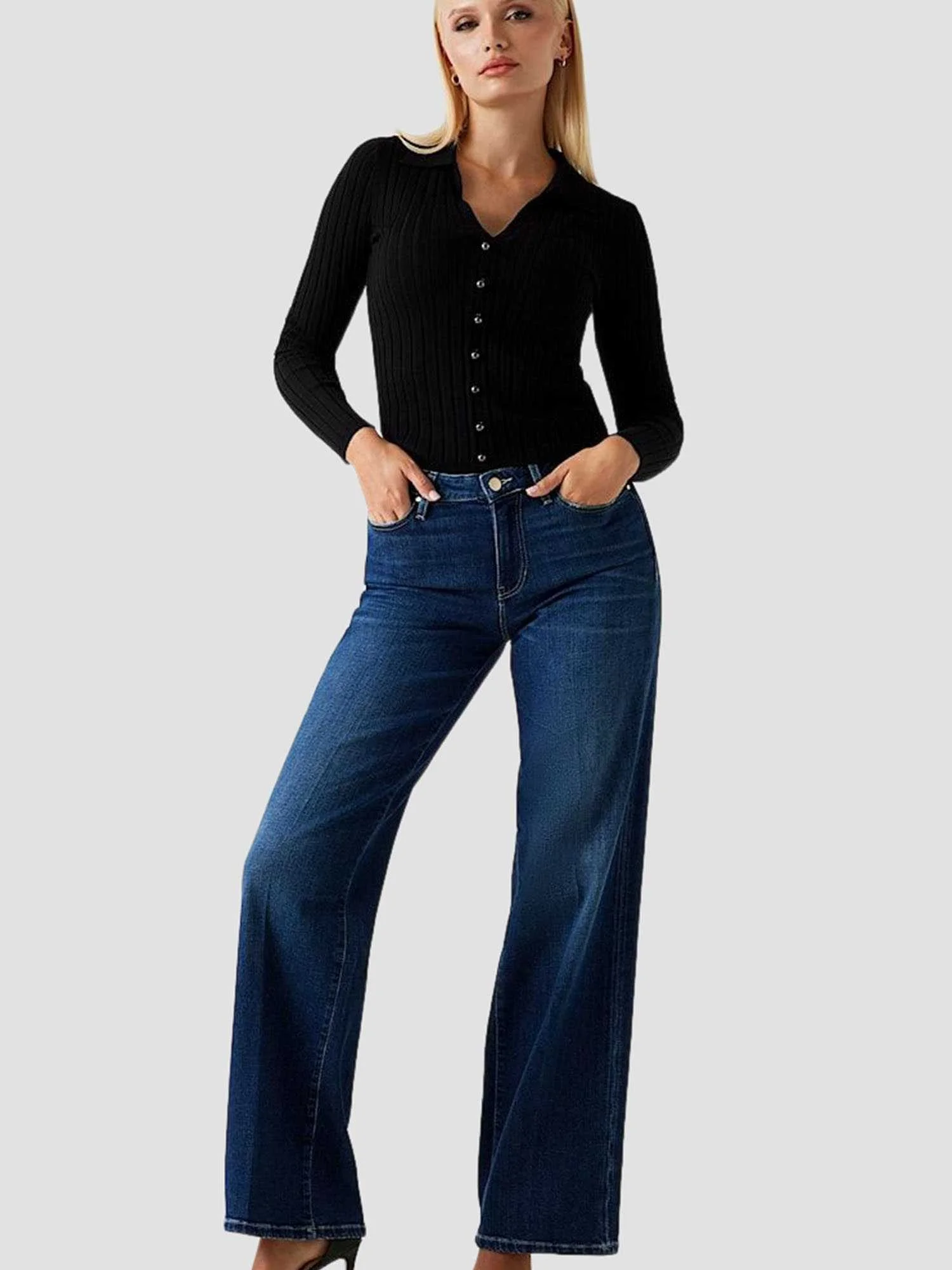 GUESS - LS VN RIB MIRANDA SWTR GUESS - LS VN RIB MIRANDA SWTR