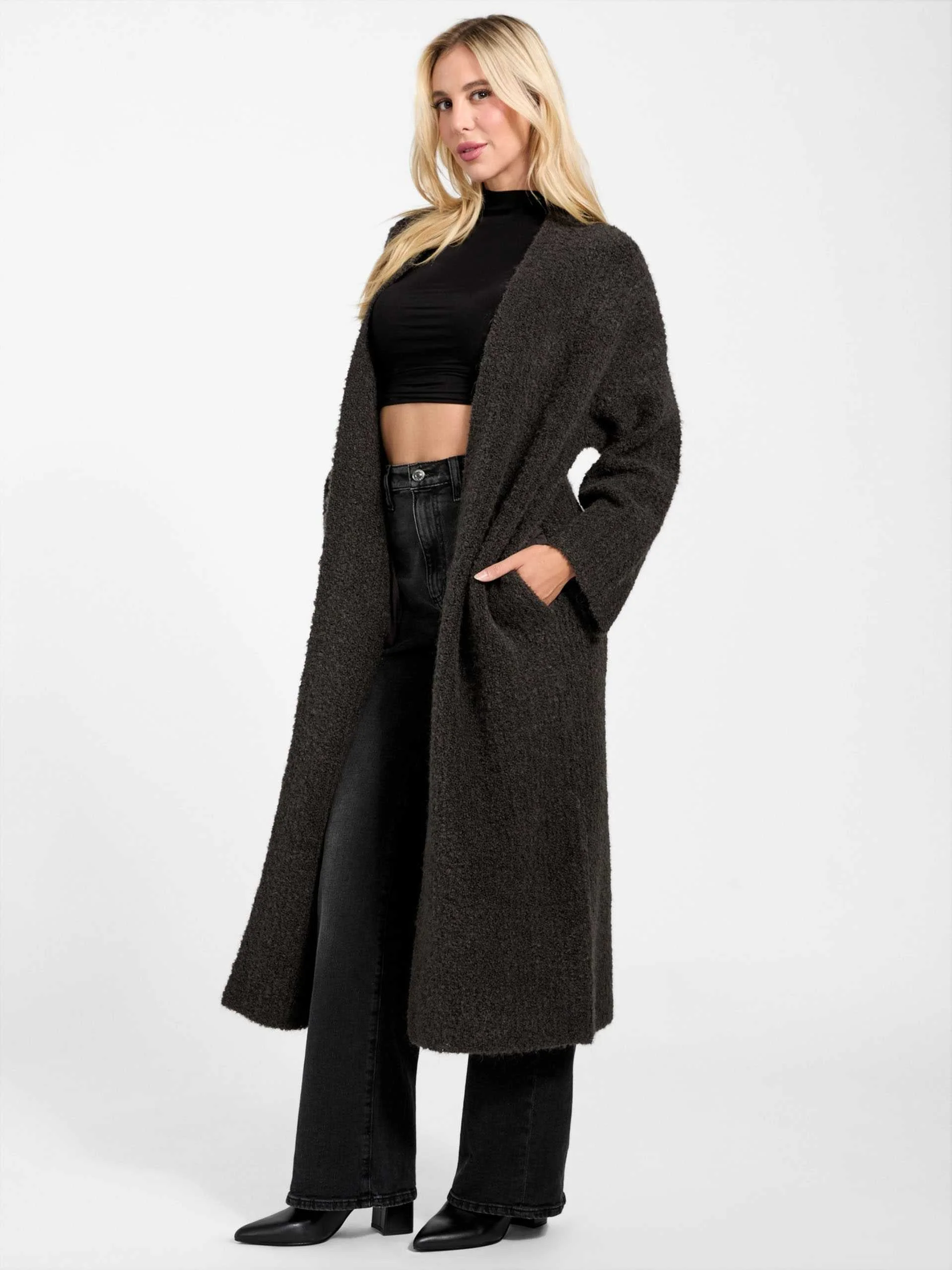 GUESS - LS BENIKO BOUCLE MIDI CARDIGAN GUESS - LS BENIKO BOUCLE MIDI CARDIGAN