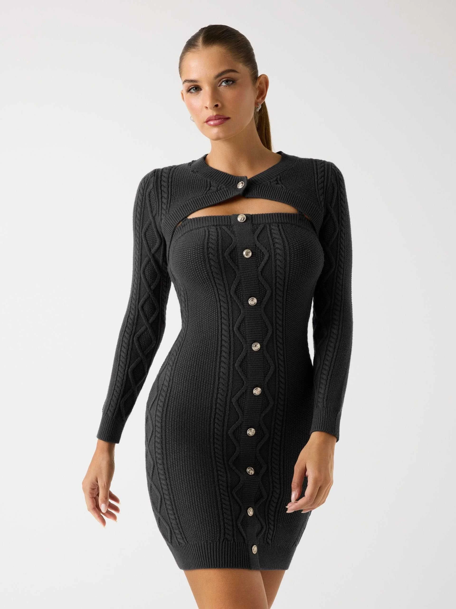 GUESS - LS SHRUG CABLE DAPHNE DRS GUESS - LS SHRUG CABLE DAPHNE DRS