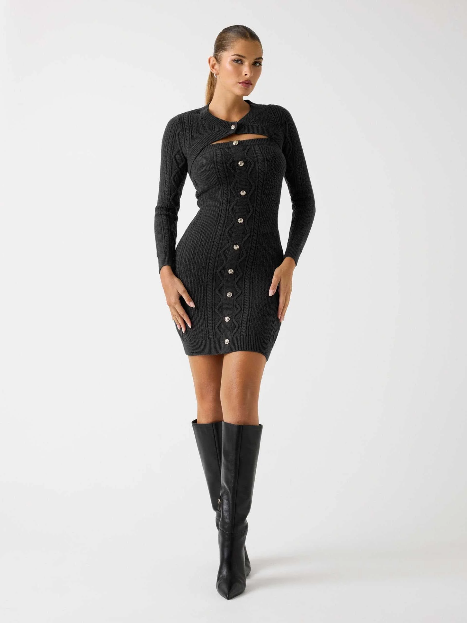 GUESS - LS SHRUG CABLE DAPHNE DRS GUESS - LS SHRUG CABLE DAPHNE DRS