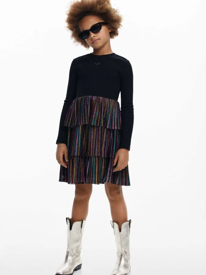 DESIGUAL - Lurex ruffle dress