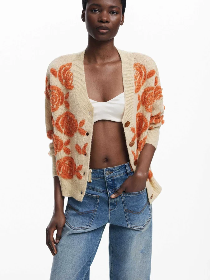 DESIGUAL - Pink button sweater