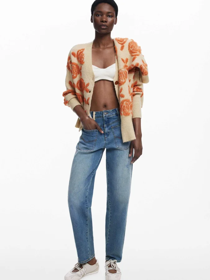 DESIGUAL - Pink button sweater 2