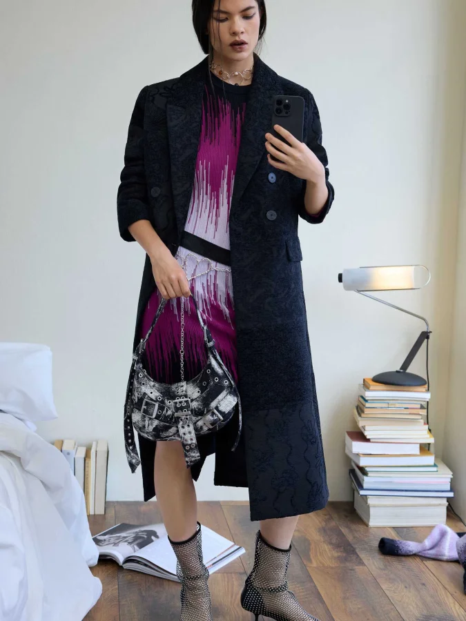 DESIGUAL - Black textured coat