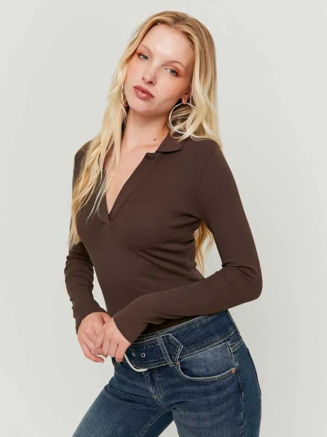 Tally Weijl - Brown V‑Neck...