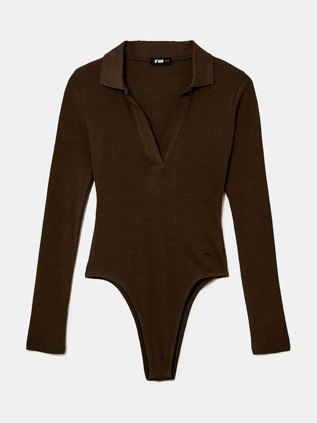 Tally Weijl - Brown V‑Neck Bodysuit Tally Weijl - Brown V‑Neck Bodysuit