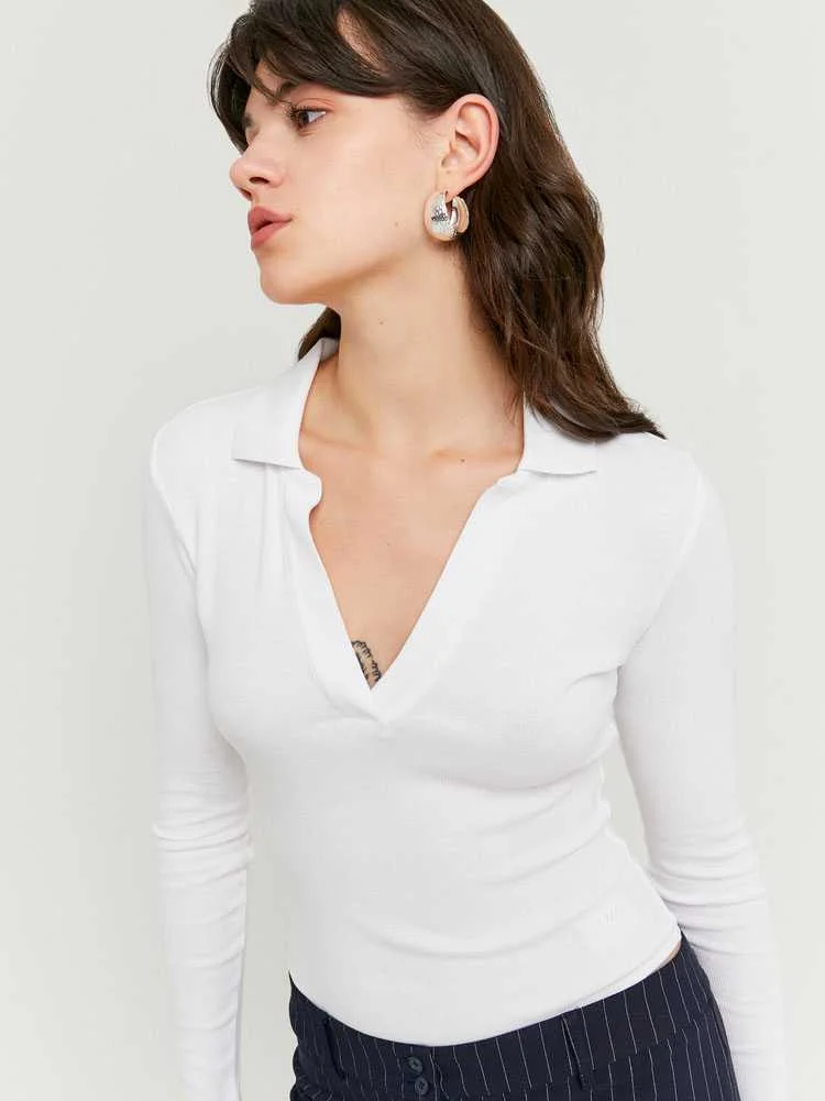 Tally Weijl - White V‑Neck Bodysuit Tally Weijl - White V‑Neck Bodysuit