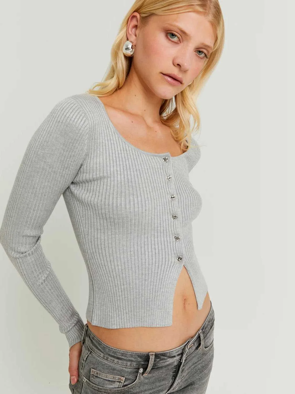Tally Weijl - Grey Knitted Cardigan Tally Weijl - Grey Knitted Cardigan