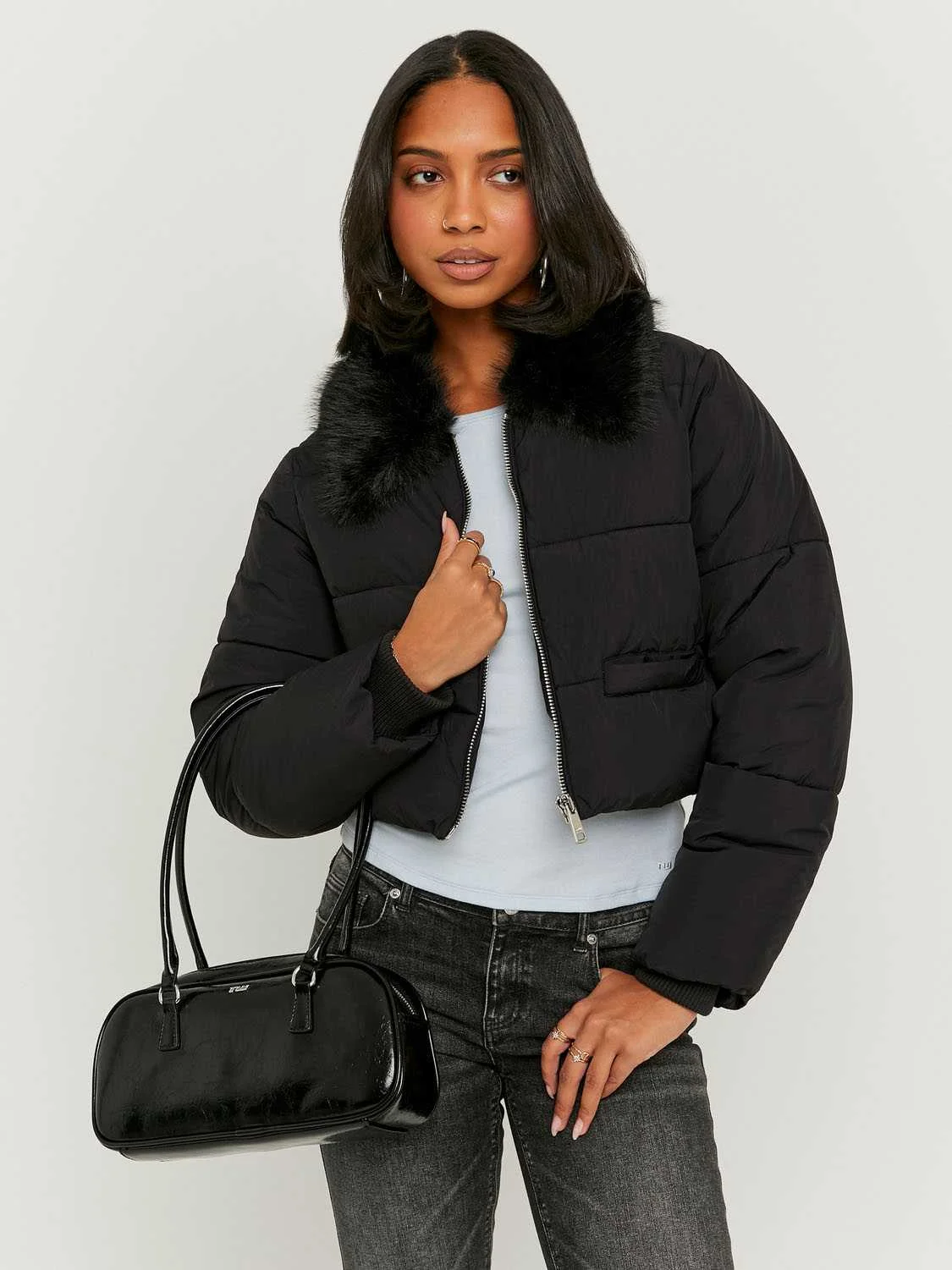 Tally Weijl - Black Jacket With Faux Fur Tally Weijl - Black Jacket With Faux Fur