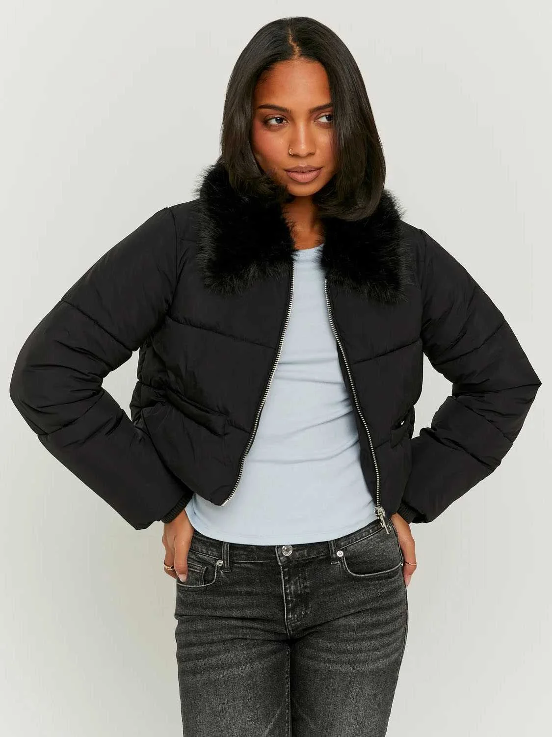 Tally Weijl - Black Jacket With Faux Fur Tally Weijl - Black Jacket With Faux Fur