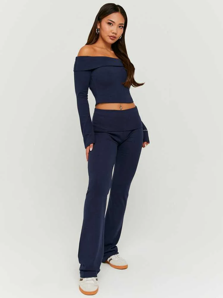 Tally Weijl - Basic Blue Cotton Trousers Tally Weijl - Basic Blue Cotton Trousers