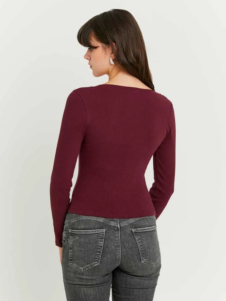 Tally Weijl - Burgundy Basic T‑shirt Tally Weijl - Burgundy Basic T‑shirt