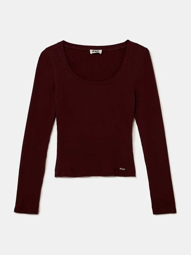 Tally Weijl - Burgundy Basic T‑shirt Tally Weijl - Burgundy Basic T‑shirt