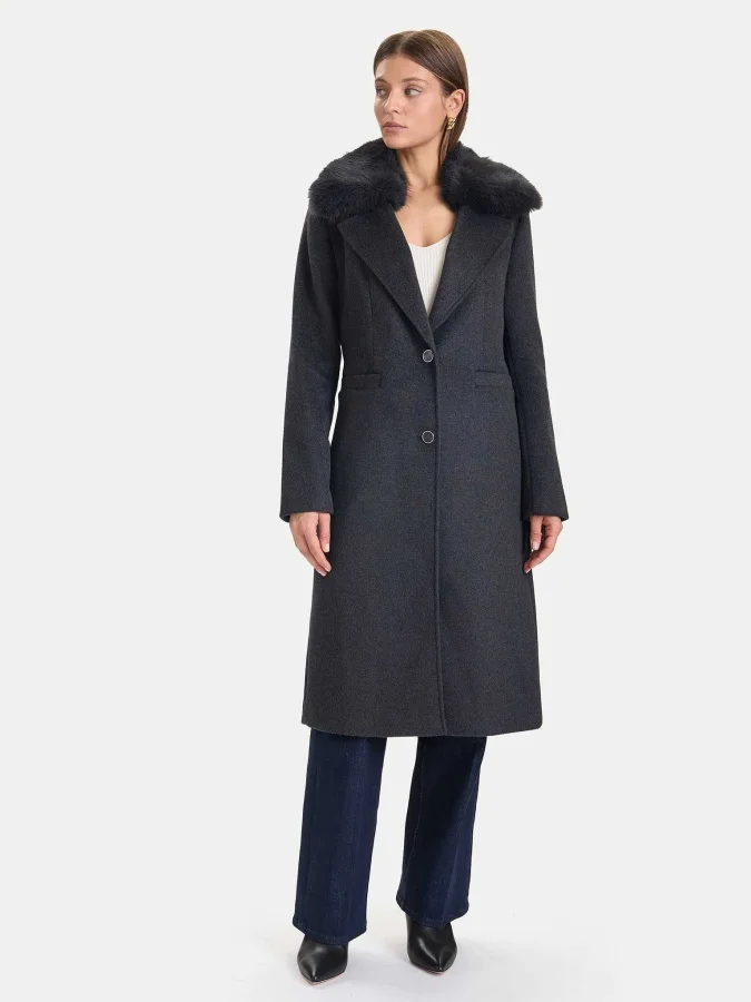 GUESS - KAROLE FUR COLLAR COAT